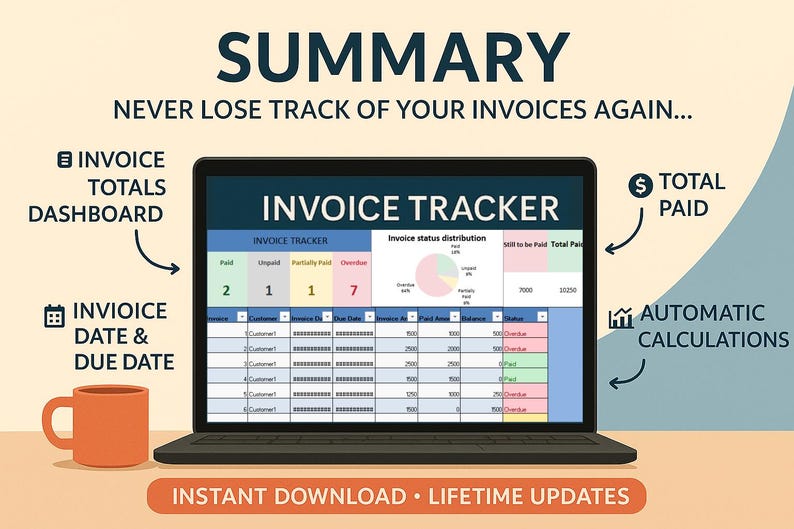 Invoice Tracker Excel Template | Payment & Client Manager Dashboard ...