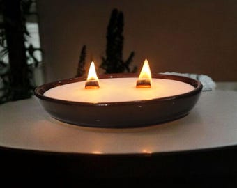 Handmade Soy Candle With Wooden Wicks, Large Terracotta Bowl Candle, Aromatherapy Scented Candle, Cozy Home Decor, Relaxation Gift