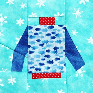 Ugly Christmas Sweater Quilt Block Pattern: Scrappy FPP (PDF Download)