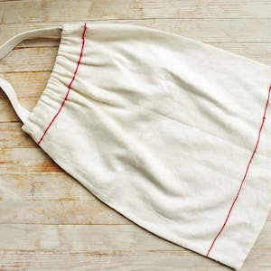 Laundry bag shopping tote shopper storage holder sac cottage chic upcycled kitchen linen towel eco striped red off-white housewarming gift