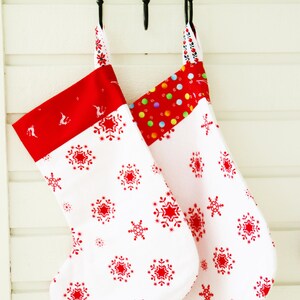 Patchwork Christmas Stocking, Cotton Flannel Snowflake Decor