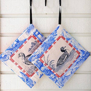 Patchwork Pot Holder Coaster Set of 2: Farm Animals French Country Style