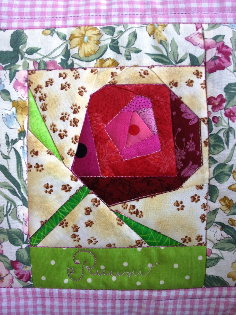 Patchwork pillow case rose flower quilted decorative cushion cover throw red pink burgundy green sofa bed home decor housewarming gift
