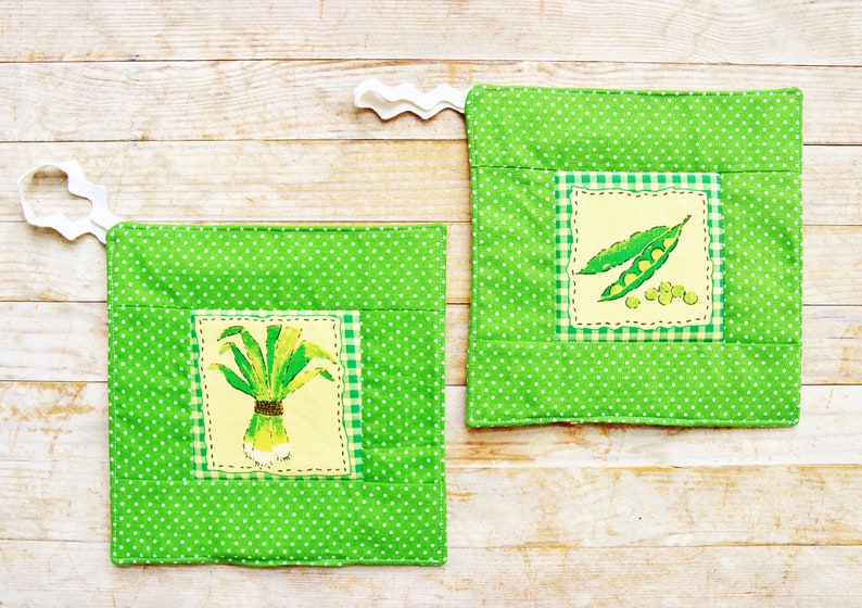 Vegetable Pot Holder Set of 2 Coaster Hot Pad Trivet Mug Rug Etsy