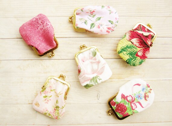 Mini kiss lock coin purse tiny wallet clip frame change purse ear bud case lipstick purse light pink yellow gold frame bridesmaid kids gift