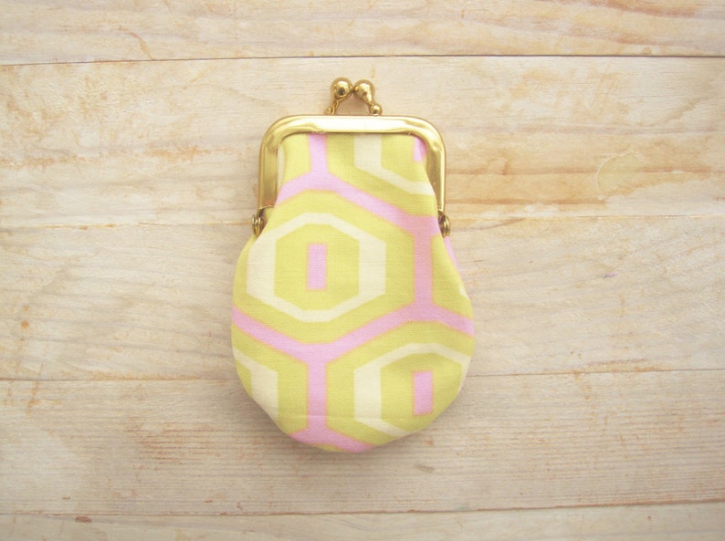 Mini kiss lock coin purse tiny wallet clip frame change purse ear bud case lipstick purse light pink yellow gold frame bridesmaid kids gift