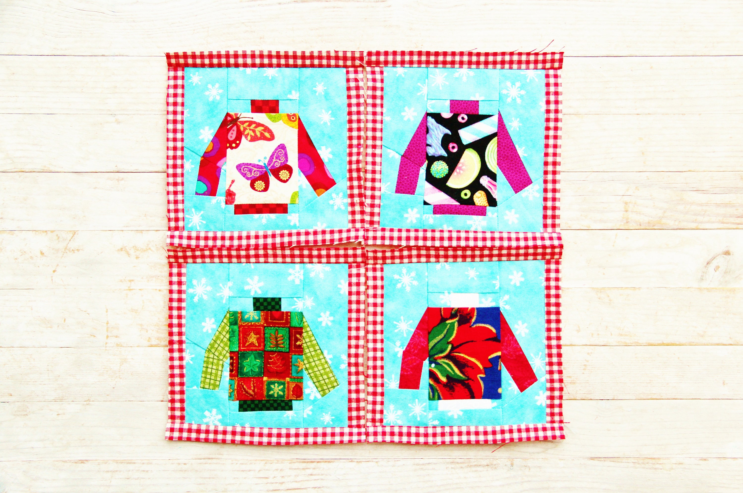 Ugly Christmas Sweater Quilt Block Pattern PDF Instant Download Modern
