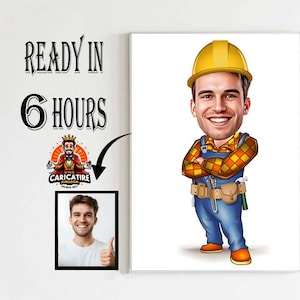 Civil Engineer Caricature Drawing from Photo, Funny Civil Engineer Gift for Men, Civil Engineer Graduation Gift, Civil Engineer Cartoon