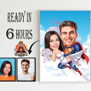 Custom Couple Cartoon Portrait, Couple Portrait, Couple Gift, Couple Caricature, Family Portrait, Custom Caricature, Anniversary Gift