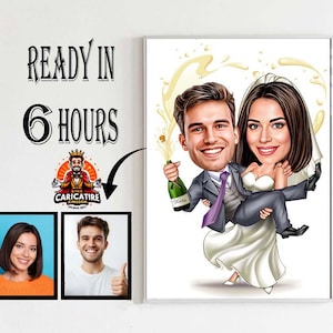 Custom Couple Wedding Cartoon Portrait, Couple Portrait, Couple Gift, Couple Caricature, Family Portrait,Custom Caricature, Anniversary Gift
