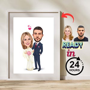 Custom Romantic Couple Caricature Portrait Valentines Day, Romantic Caricature from Photo, Anniversary Gift, Romantic Couple Valentine Gift.