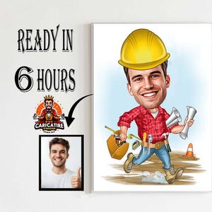 Civil Engineer Caricature Drawing from Photo, Funny Civil Engineer Gift for Men, Civil Engineer Graduation Gift, Civil Engineer Cartoon