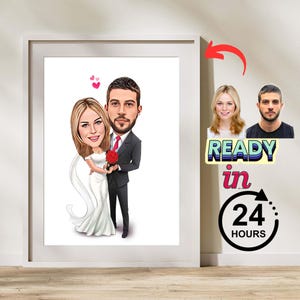 Personalized Valentines Cartoon Portrait, couples Caricature, Gift for her , Couples Cartoon, Gift For Him, Custom Caricature from Photo