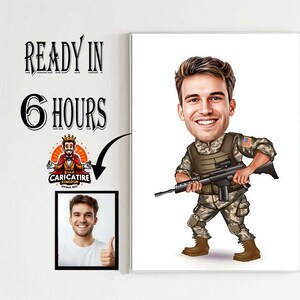 Custom Soldier Caricature Portrait, Soldier Cartoon, Gift for Soldier, Funny Military Gift, US Soldier Cartoon Drawing from Photo