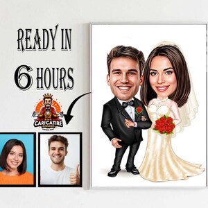 Custom Couple Wedding Cartoon Portrait, Couple Portrait, Couple Gift, Couple Caricature, Family Portrait,Custom Caricature, Anniversary Gift