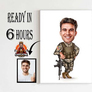 Custom Soldier Caricature Portrait, Soldier Cartoon, Gift for Soldier, Funny Military Gift, US Soldier Cartoon Drawing from Photo