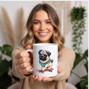 White Mug 11oz Pug Mom