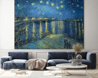 32K Wall-Size Poster, Starry Night Over the Rhône by Van Gogh Printable Wall Art, Ultra High-Res Digital Download, Impressionist Painting