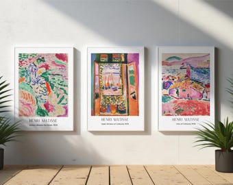 Open raam bij Collioure set van 3, ultra high-definition digitale download, iconische zomerweergaven 1905, prenten van Henri Matisse