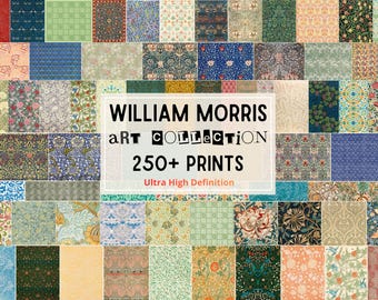 250+ William Morris Prints, Ultra High-Def 10K+ Arts & Crafts Textile Designs, Victorian Patterns, Digital Download