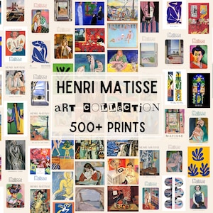 500+ Henri Matisse-schilderijen, tekeningen en uitsnijdingen, Matisse Ready to Print Art, tentoonstellingsbundel, afdrukbare muurkunst, originele Matisse-kunst