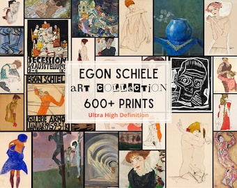 600+ Egon Schiele Prints, Ultra High-Def 10K+ Expressionist Art Collection, Drawings & Paintings, Digital Download