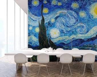 32K Wall-Size Poster, The Starry Night by Van Gogh Printable Wall Art, Ultra High-Res Digital Download, Impressionist Art, Gigapixel JPEG