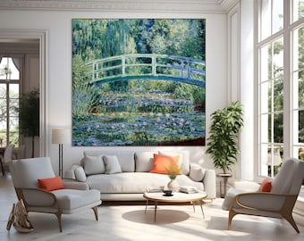32K Wall-Size Poster, Water Lilies and Japanese Bridge by Claude Monet Printable Wall Art, Ultra High-Def Digital Download
