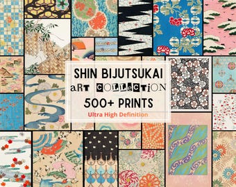 500+ Shin Bijutsukai Japanese Prints, UHD 10K+ Decorative Design Art Collection, Meiji Period