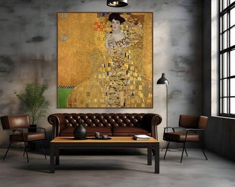 32K Wall-Size Poster, Portrait of Adele Bloch-Bauer I by Gustav Klimt Printable Wall Art, Ultra High-Res Digital Download, Gigapixel JPEG