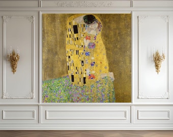 32K Wall-Size Poster, The Kiss by Gustav Klimt Printable Wall Art, Ultra High Res Digital Download, Gigapixel JPEG, Museum Quality Artwork