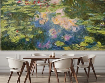 クロード・モネ、「The Water Lily Pond-Harmony in The Water Lily Pond Harmony In Green 1899 Garden Painting By
