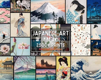 2500 点以上の日本アート デジタル プリント バンドル、HD ダウンロード、北斎、巴水、松亭、国芳、橋口による浮世絵とビンテージの日本のアートワーク