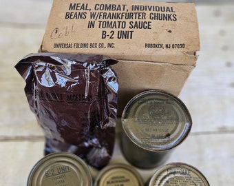 Vintage Vietnam War, Combat Individual (MCI) C Ration B2 Unit, Beans W/ Frankfurter Chunks, 1960s C Ration, Military Reenactment Item