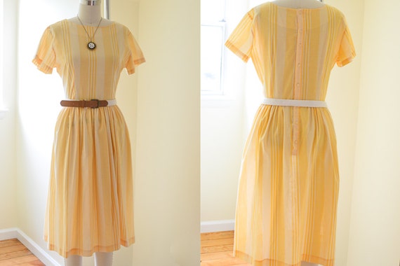 yellow and white striped dress