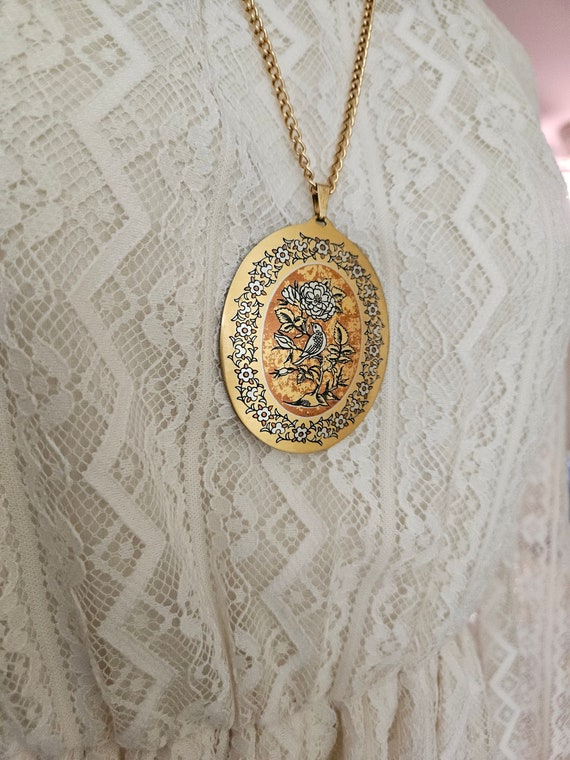 Vintage Reed and Barton Damascene Necklace, Bird … - image 10