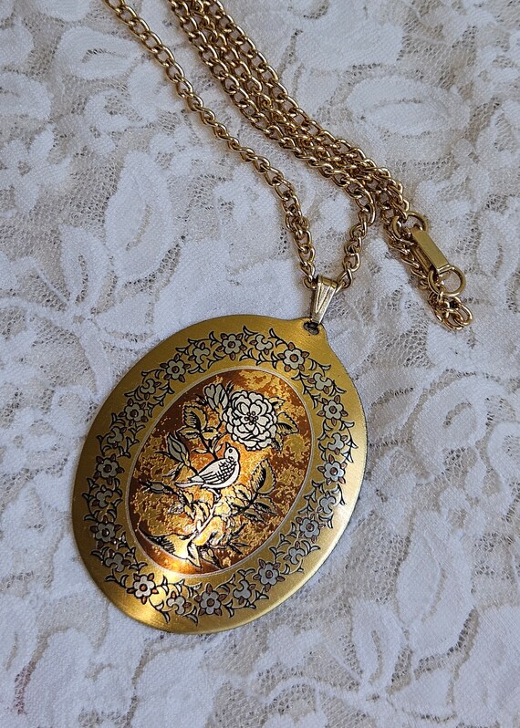 Vintage Reed and Barton Damascene Necklace, Bird … - image 7