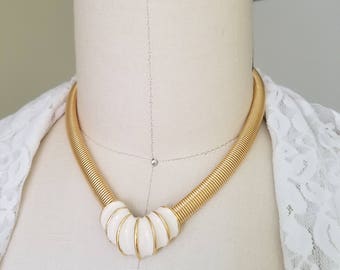 Vintage Goldtone and Enamel Necklace, Chunky 70s/80s Necklace, Gift for Her