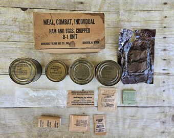 Vintage Vietnam War, Combat Individual (MCI) C Ration B1 Unit,  Ham and Eggs, Chopped, 1960s C Ration