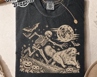 Great Pyrenees Halloween Shirt, Skeleton Dog Comfort Colors Tee, Spooky Dog Mom Shirt, Pyrenees Gift, Fall Dog Lover T-shirt, Pet Owner Gift