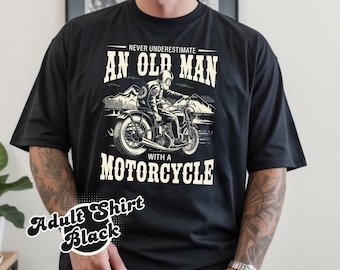 Nunca subestimes a un viejo motociclista, camiseta de motociclista para hombre, camisetas de motociclista, 70 cumpleaños de los años setenta Bift