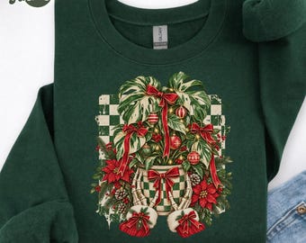 Comfort Colors Christmas Monstera Shirt, Skeleton Hands Plant Lover Tee, Gothic Holiday Graphic Tee, Women's Holiday Party Apparel, Mom Gift