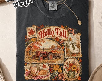 Cottagecore Fall Floral Autumn Goose Pumpkin Season Shirt, Hello Fall Goose Shirt, Vintage Farmhouse Tee, Rustic Fall Shirt, Cute Fall Gift
