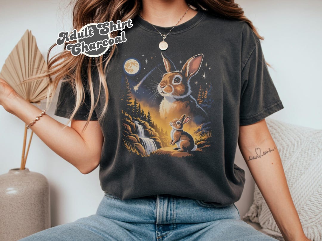 Retro Bunny Howling to the Moon Vintage 90s Graphic T-shirt, Silly ...