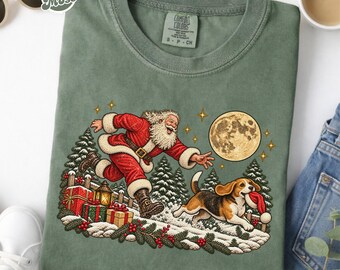 Comfort Colors Beagle Christmas Shirt, Santa Dog Tee, Vintage Beagle T-Shirt, Beagle Mom Gift, Christmas Dog Lover Shirt, Beagle Holiday Tee