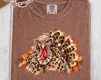 Glam Turkey Shirt, Comfort Colors Thanksgiving Sweatshirt, Leopard Print Turkey Shirt, Boujee Turkey Graphic Tee, Funny Turkey Day Gift Tee