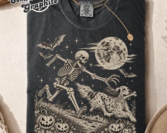 Comfort Colors English setter Halloween Shirt, Funny Skeleton English setter Dog Tee, Spooky Dog Lover Gift, Pet Owner Gift Men Women Tshirt