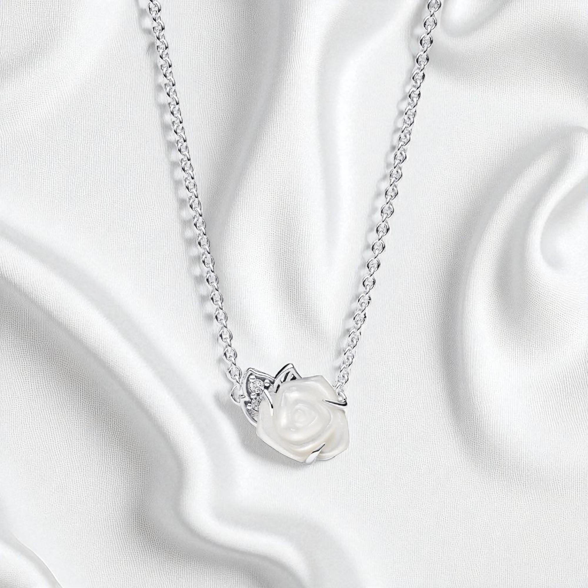 Pandora white rose collier necklace - Etsy 日本