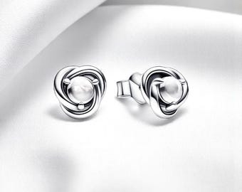 Delicados pendientes circulares con piedra de nacimiento de abril, pendientes de plata con piedra de nacimiento infinita, joyas con piedras preciosas, pendientes de plata con circonita cúbica, regalo para ella.
