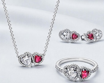 Carino set di gioielli - Collana con cuore orecchini e anello
